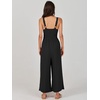 image:imageANRABESS Womens Summer Linen Wide Leg Sleeveless Jumpsuits  V Neck Cutout High Waist Rompers Breathable Lightweight Beach Vacation Pants Outfit Casual Dressy Fall Winter Resort WearBlack