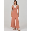 image:imageANRABESS Womens Summer Linen Wide Leg Sleeveless Jumpsuits  V Neck Cutout High Waist Rompers Breathable Lightweight Beach Vacation Pants Outfit Casual Dressy Fall Winter Resort WearPink