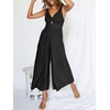 image:imageANRABESS Womens Summer Linen Wide Leg Sleeveless Jumpsuits  V Neck Cutout High Waist Rompers Breathable Lightweight Beach Vacation Pants Outfit Casual Dressy Fall Winter Resort WearBlack