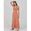 image:imageANRABESS Womens Summer Linen Wide Leg Sleeveless Jumpsuits  V Neck Cutout High Waist Rompers Breathable Lightweight Beach Vacation Pants Outfit Casual Dressy Fall Winter Resort WearPink