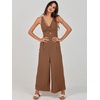 image:imageANRABESS Womens Summer Linen Wide Leg Sleeveless Jumpsuits  V Neck Cutout High Waist Rompers Breathable Lightweight Beach Vacation Pants Outfit Casual Dressy Fall Winter Resort WearBrown