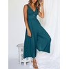 image:imageANRABESS Womens Summer Linen Wide Leg Sleeveless Jumpsuits  V Neck Cutout High Waist Rompers Breathable Lightweight Beach Vacation Pants Outfit Casual Dressy Fall Winter Resort WearTeal