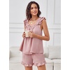 image:imageANRABESS Womens Summer Lounge Set 2 Piece Outfits Ruffle Tank Top and Shorts Set 2026 Beach Vacation Cover Up Clothes Bright Pink Medium