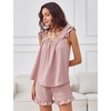 image:imageANRABESS Womens Summer Lounge Set 2 Piece Outfits Ruffle Tank Top and Shorts Set 2026 Beach Vacation Cover Up Clothes Bright Pink Medium