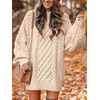 image:imageANRABESS Womens Sweater Dress Oversized Cable Knit Chunky Long Sleeve Short Dresses 2026 Fall Outfits Vacation Winter ClothesApricot