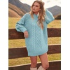 image:imageANRABESS Womens Sweater Dress Oversized Cable Knit Chunky Long Sleeve Short Dresses 2026 Fall Outfits Vacation Winter ClothesBlue