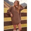 image:imageANRABESS Womens Sweater Dress Oversized Cable Knit Chunky Long Sleeve Short Dresses 2026 Fall Outfits Vacation Winter ClothesBrown