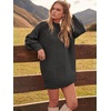 image:imageANRABESS Womens Sweater Dress Oversized Cable Knit Chunky Long Sleeve Short Dresses 2026 Fall Outfits Vacation Winter ClothesDeep Gray