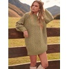 image:imageANRABESS Womens Sweater Dress Oversized Cable Knit Chunky Long Sleeve Short Dresses 2026 Fall Outfits Vacation Winter ClothesKhaki