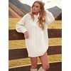 image:imageANRABESS Womens Sweater Dress Oversized Cable Knit Chunky Long Sleeve Short Dresses 2026 Fall Outfits Vacation Winter ClothesWhite