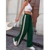 image:imageANRABESS Womens Sweatpants Wide Leg Striped Track Pants  Straight Leg High Elastic Drawstring Waist Sweat Pants amp PocketsSide Slit HemAthleisure SportyCasual LoungeFall WinterDeep Green