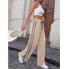 image:imageANRABESS Womens Sweatpants Wide Leg Striped Track Pants  Straight Leg High Elastic Drawstring Waist Sweat Pants amp PocketsSide Slit HemAthleisure SportyCasual LoungeFall WinterLight Khaki
