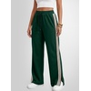 image:imageANRABESS Womens Sweatpants Wide Leg Striped Track Pants  Straight Leg High Elastic Drawstring Waist Sweat Pants amp PocketsSide Slit HemAthleisure SportyCasual LoungeFall WinterDeep Green
