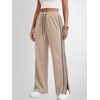 image:imageANRABESS Womens Sweatpants Wide Leg Striped Track Pants  Straight Leg High Elastic Drawstring Waist Sweat Pants amp PocketsSide Slit HemAthleisure SportyCasual LoungeFall WinterLight Khaki