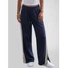 image:imageANRABESS Womens Sweatpants Wide Leg Striped Track Pants  Straight Leg High Elastic Drawstring Waist Sweat Pants amp PocketsSide Slit HemAthleisure SportyCasual LoungeFall WinterNavy Blue