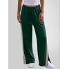 image:imageANRABESS Womens Sweatpants Wide Leg Striped Track Pants  Straight Leg High Elastic Drawstring Waist Sweat Pants amp PocketsSide Slit HemAthleisure SportyCasual LoungeFall WinterDeep Green
