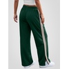 image:imageANRABESS Womens Sweatpants Wide Leg Striped Track Pants  Straight Leg High Elastic Drawstring Waist Sweat Pants amp PocketsSide Slit HemAthleisure SportyCasual LoungeFall WinterDeep Green