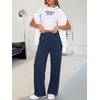 image:imageANRABESS Womens Waffle Knit Wide Leg Lounge Pants  Soft Fabric High Waist Elastic Loose Trousers with Pockets Casual Travel Work Loungewear Fall Winter Transition ClothesNavy Blue