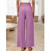 image:imageANRABESS Womens Wide Leg Linen Pants Summer Boho Casual Elastic Waist Long Lounge Travel Pants Trousers with PocketsPurple