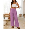 image:imageANRABESS Womens Wide Leg Linen Pants Summer Boho Casual Elastic Waist Long Lounge Travel Pants Trousers with PocketsPurple