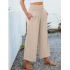 image:imageANRABESS Womens Wide Leg Palazzo Pants with Pockets  Lightweight Breathable High Waisted Pants Beach Vacation Flowy Lounge amp Casual Summer TrousersAlmond