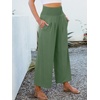 image:imageANRABESS Womens Wide Leg Palazzo Pants with Pockets  Lightweight Breathable High Waisted Pants Beach Vacation Flowy Lounge amp Casual Summer TrousersArmy Green