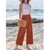 image:imageANRABESS Womens Wide Leg Palazzo Pants with Pockets  Lightweight Breathable High Waisted Pants Beach Vacation Flowy Lounge amp Casual Summer TrousersBrick Red