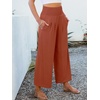image:imageANRABESS Womens Wide Leg Palazzo Pants with Pockets  Lightweight Breathable High Waisted Pants Beach Vacation Flowy Lounge amp Casual Summer TrousersBrick Red