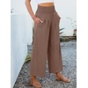 image:imageANRABESS Womens Wide Leg Palazzo Pants with Pockets  Lightweight Breathable High Waisted Pants Beach Vacation Flowy Lounge amp Casual Summer TrousersCoffee Brown