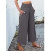 image:imageANRABESS Womens Wide Leg Palazzo Pants with Pockets  Lightweight Breathable High Waisted Pants Beach Vacation Flowy Lounge amp Casual Summer TrousersDark Grey
