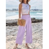 image:imageANRABESS Womens Wide Leg Palazzo Pants with Pockets  Lightweight Breathable High Waisted Pants Beach Vacation Flowy Lounge amp Casual Summer TrousersLight Purple