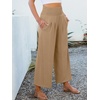 image:imageANRABESS Womens Wide Leg Palazzo Pants with Pockets  Lightweight Breathable High Waisted Pants Beach Vacation Flowy Lounge amp Casual Summer TrousersLight Brown Khaki
