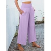 image:imageANRABESS Womens Wide Leg Palazzo Pants with Pockets  Lightweight Breathable High Waisted Pants Beach Vacation Flowy Lounge amp Casual Summer TrousersLight Purple