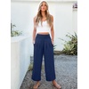 image:imageANRABESS Womens Wide Leg Palazzo Pants with Pockets  Lightweight Breathable High Waisted Pants Beach Vacation Flowy Lounge amp Casual Summer TrousersNavy Blue