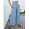 image:imageANRABESS Womens Wide Leg Palazzo Pants with Pockets  Lightweight Breathable High Waisted Pants Beach Vacation Flowy Lounge amp Casual Summer TrousersSky