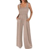 image:imageANRABESS Jumpsuits for Women Casual Smocked Sleeveless Wide Leg Comfy Rompers With Pockets Summer Vacation amp Dressy WearTaupe