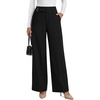 image:imageANRABESS Womens Buckle Dress Pants with Pockets  Wide Leg Low Waist Office Dressy Formal Business Casual Long Fall Trousers with Pockets Solid amp StripedBlack