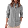 image:imageANRABESS Womens Long Sleeve Button Down Shirts  Gingham amp Striped Blouse Ruffle Collared Business Casual Outfits Work Office Top Ladies Clothes Fall Spring LayeringBlack White Stripe