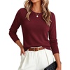 image:imageANRABESS Womens Long Sleeve Lightweight Fitted Sweaters Top  Wool Blend Soft KnitSlim Crewneck PulloverClassic Basic ShirtsBusiness Casual Outfits Work Fall Spring Transition ClothesWine Red