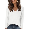 image:imageANRABESS Womens Long Sleeve Shirts V Neck Top  Soft Comfy Stretchy Spacer Tshirts Basic Tee Winter Layer Clothing Business Casual Work Fall OutfitsTravel Daily WearWhite