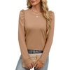 image:imageANRABESS Womens Puff Long Sleeve Shirts  Basic Crewneck Tops Comfy Soft Layering Tees Business Casual Work Office Outfits Fall Winter Transition ClothesDeep Khaki