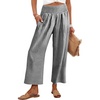 image:imageANRABESS Womens Striped Gingham Palazzo Pants  Wide Leg Smocked High Waisted Cropped PJ Bottoms Lounge amp Casual Summer Fall Comfy Cute Pants with PocketsBlack White Plaid