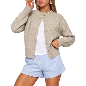 image:imageANRABESS Lightweight Cardigan Sweaters for Women Trendy  Soft Breathable Knit Subtle Cropped Long Sleeve Button Down Crewneck Relaxed Loose Fit Casual amp Work Wear Fall OutfitsAlmond