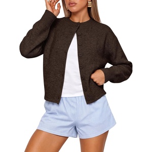 image:imageANRABESS Lightweight Cardigan Sweaters for Women Trendy  Soft Breathable Knit Subtle Cropped Long Sleeve Button Down Crewneck Relaxed Loose Fit Casual amp Work Wear Fall OutfitsCoffee