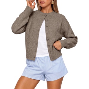 image:imageANRABESS Lightweight Cardigan Sweaters for Women Trendy  Soft Breathable Knit Subtle Cropped Long Sleeve Button Down Crewneck Relaxed Loose Fit Casual amp Work Wear Fall OutfitsLight Camel