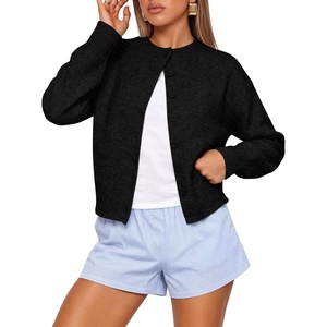 image:imageANRABESS Lightweight Cardigan Sweaters for Women Trendy  Soft Breathable Knit Subtle Cropped Long Sleeve Button Down Crewneck Relaxed Loose Fit Casual amp Work Wear Fall OutfitsBlack