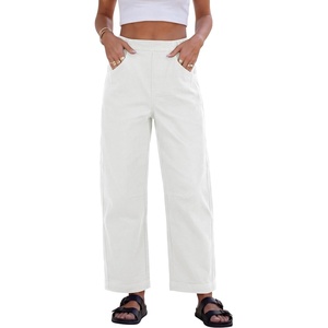 image:imageANRABESS Women Barrel Jeans Baggy High Waist Wide Leg Pants  Ankle Length Denim with PocketGoing Out Y2K StreetwearSummer Casual Daily Wear Relaxed Fit Boyfriend StyleFall WinterWhite