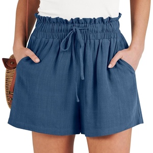 image:imageANRABESS Women Linen Shorts Wide Leg High Waist Loose Elastic Drawstring Casual Dressy 2026 Summer for Beach Vacation DailyDeep Blue