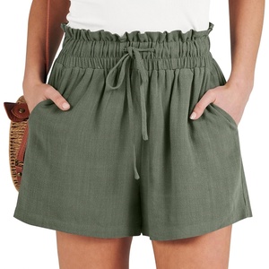 image:imageANRABESS Women Linen Shorts Wide Leg High Waist Loose Elastic Drawstring Casual Dressy 2026 Summer for Beach Vacation DailyGreen