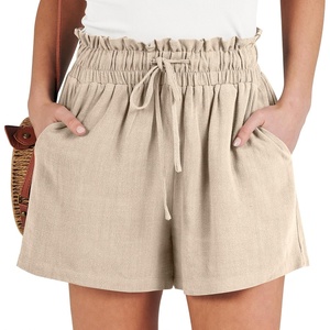 image:imageANRABESS Women Linen Shorts Wide Leg High Waist Loose Elastic Drawstring Casual Dressy 2026 Summer for Beach Vacation DailyLight Khaki